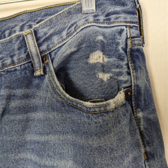 LEVIS 501 Button Fly distressed pockets‎ Mens Jeans sz 36 32 - Picture 8 of 16